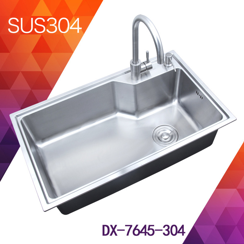 High-end engineering fine decoration 304 stainless steel single slot small rounded corner table basin integrated molding large single slot DX-7645