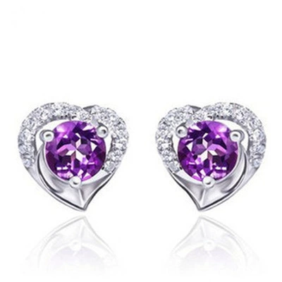 Jed283 Heart Purple Diamond [Sterling Silver Needle]
