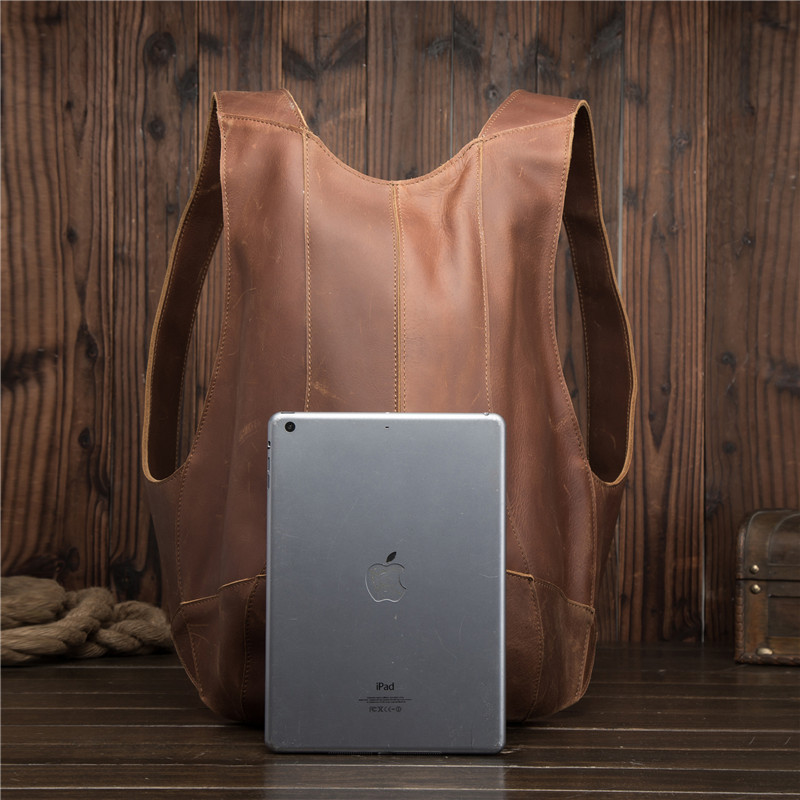 2108 mochila de los hombres Mochila De Cuero Crazy Horse retro marrón oscuro estilo preppy estudiante mochila niños mochila