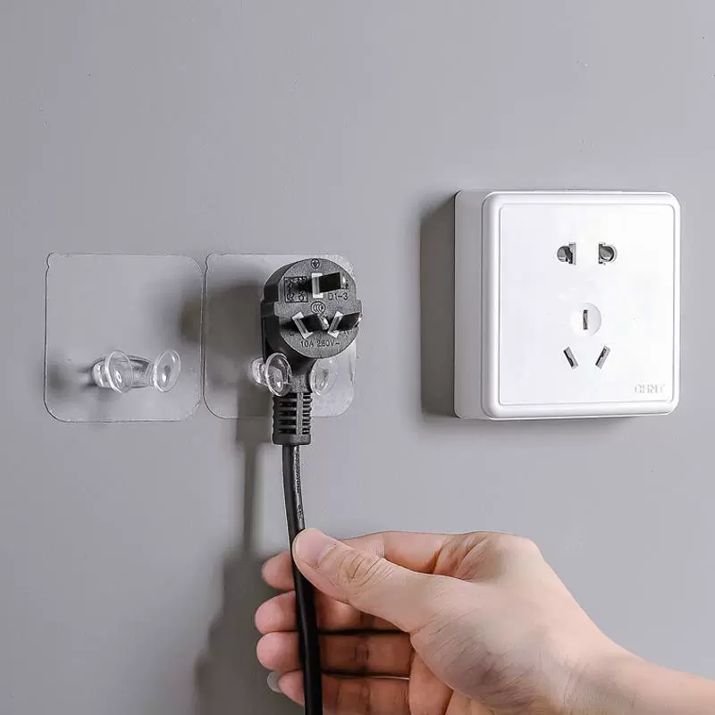 Transparent power plug linked multifunctional sticking hook traceless hook hook hook without marks without nails and strong sticky hooks