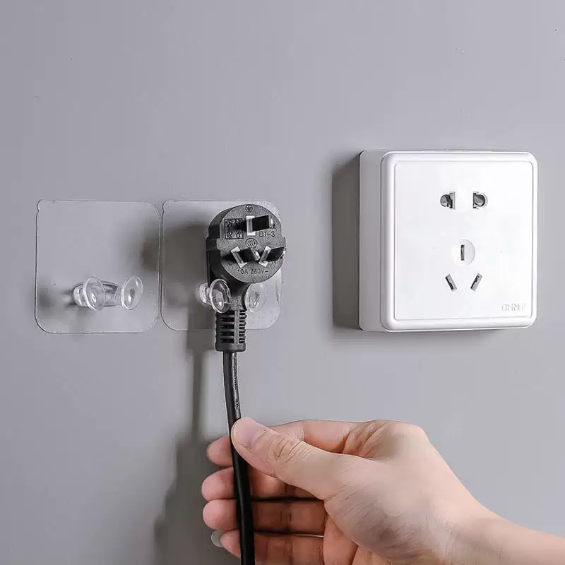 Transparent power plug linked multifunctional sticking hook traceless hook hook hook without marks without nails and strong sticky hooks