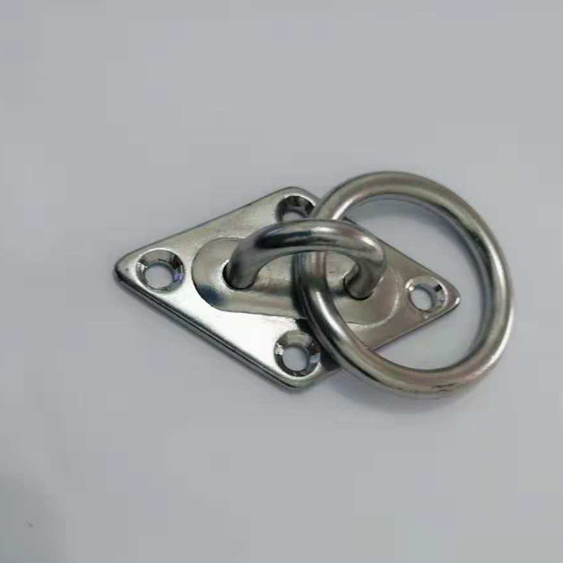 不锈钢菱形带环固定扣  船栓座 固定扣板眼游艇配件三角环 圆环