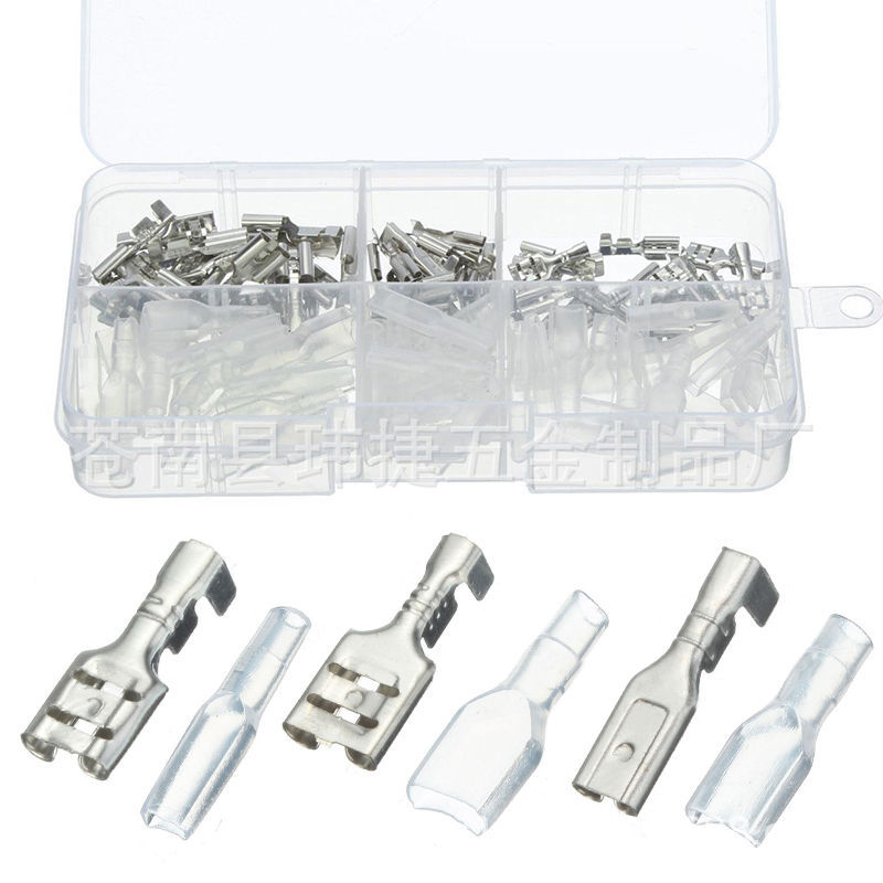 120pcs Boxed Bare Terminal Spade2.8/4.8/6.3 Spring Terminal+Transparent Sheath