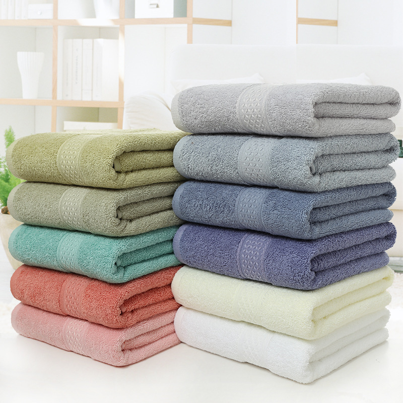Cotton large bath towel cotton soft gift absorbent hotel foreign trade tail single export 12 color bath towel embroidery printed logo
