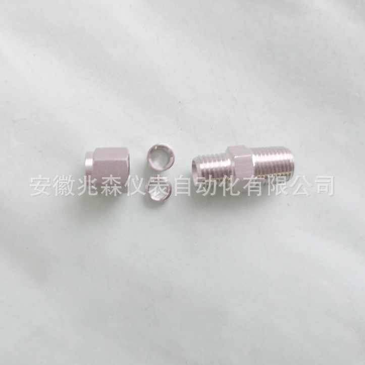 304 316不锈钢美制双卡套式直通终端管接头 美标外螺纹1/4NPT-6-8
