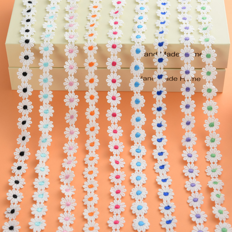 现货1.8CM刺绣花边 DIY饰品配件服装辅料小边 10瓣小雏菊水溶花边