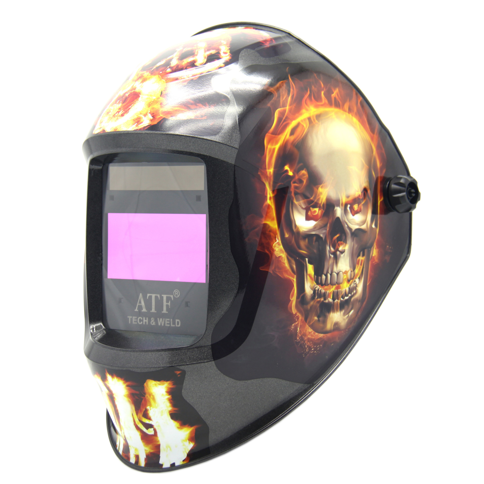 火焰骷髅头戴式防强光焊工电焊烧焊面罩自动变光焊帽