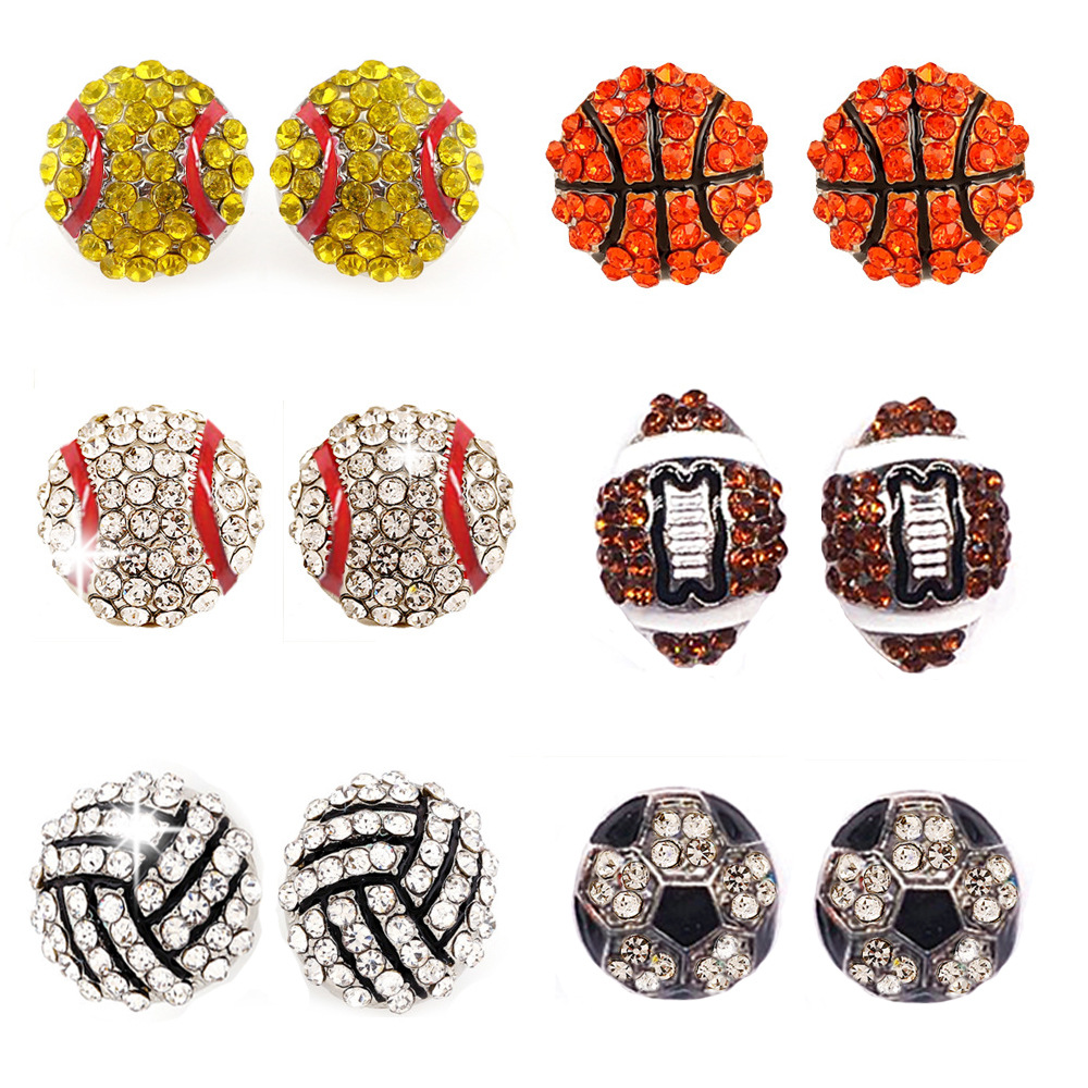 Europe and the United States New Baseball Softball earrings football basketball earrings sports rhinestone earrings fashion jewelry wholesale