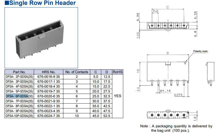 DF5A-6P-5DSA(35) 6pin5mm������� ����DF5ϵ�������� HRSԭװ