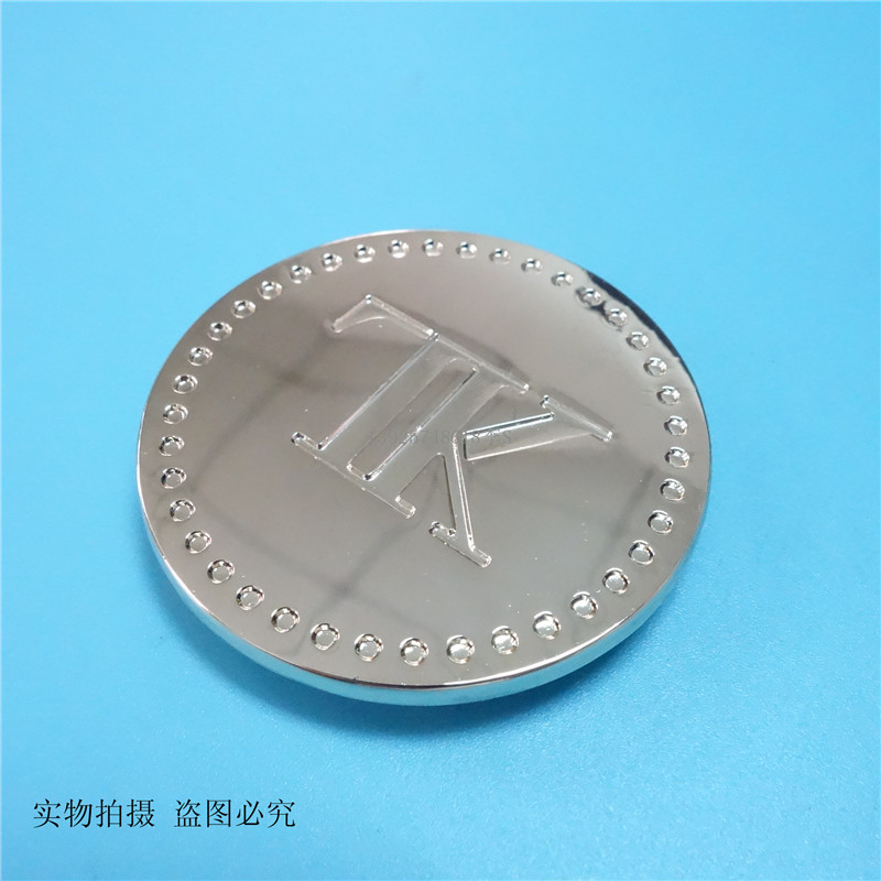 供应圆形金属标牌 锌合金凹凸LOGO银色铭牌 四角铆钉标牌