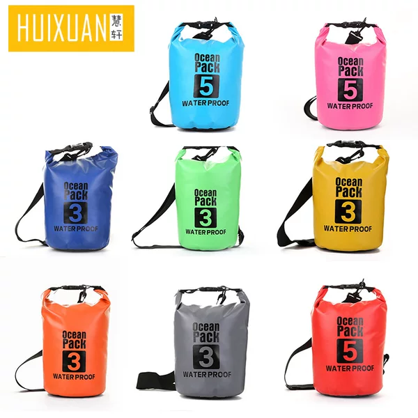 Factory Direct PVC waterproof bucket bag summer camping drifting upstream bag beach waterproof bag single shoulder waterproof bag