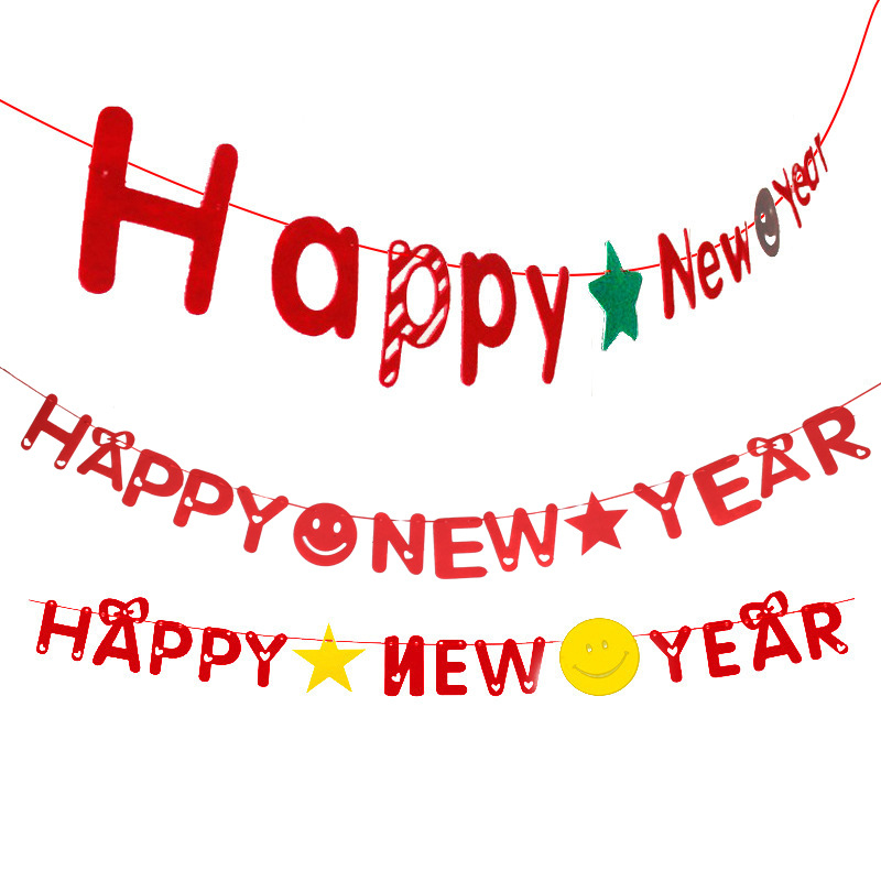 Festival de primavera decoración de Año Nuevo decoración de guirnalda de Navidad feliz año nuevo banner colgante no tejido Año Nuevo tirar bandera