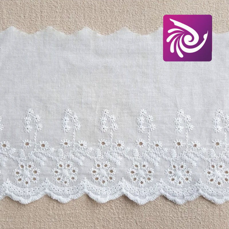 12CM 全棉白色刺绣花边 女装童装服饰辅料 大量现货供应