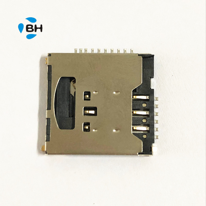 TF+SIM卡座PPT二合一0.27矩形8针镀金标华熔接卡类micro卡座卡座