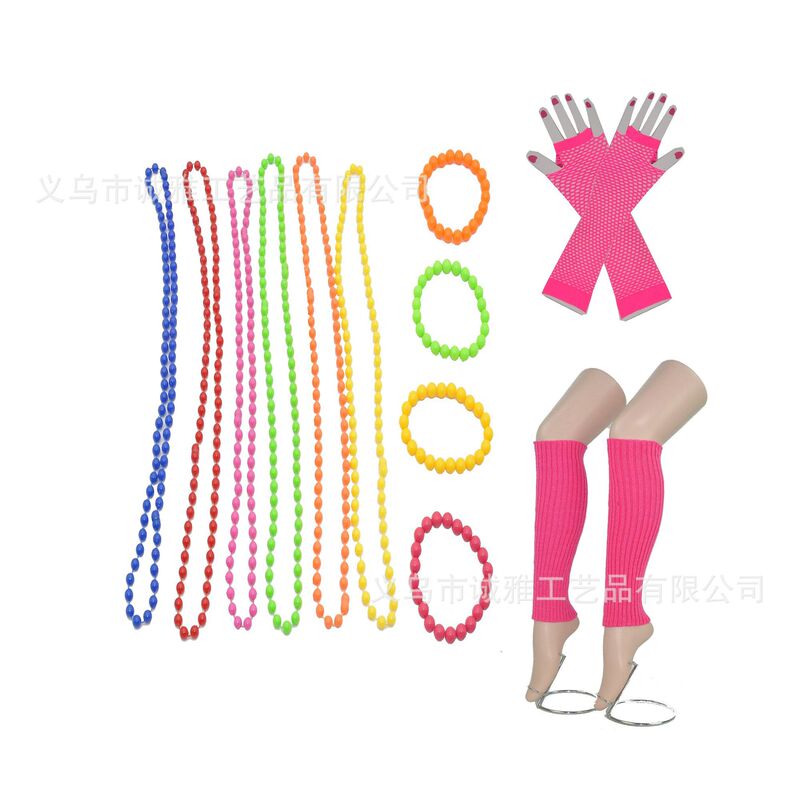 1980 s Necklace Fishnet Gloves Neon Necklace Bracelet Wool Foot Set Hot Sale