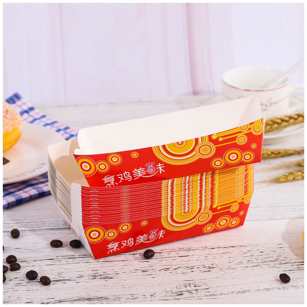 定制外卖餐盒 船盒 牛皮纸盒一次性牛皮纸打包餐盒 淋膜牛皮纸盒