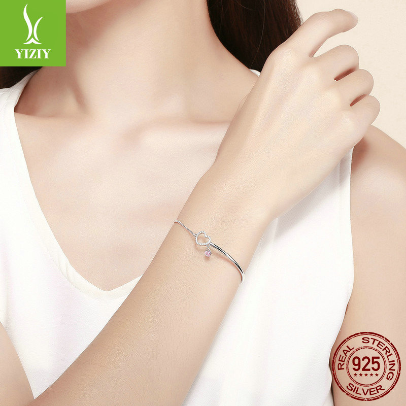 Cross-border e-commerce silver jewelry supply wholesale Women's Hearts s925 sterling silver European and American fashion women's silver bracelet SCB117