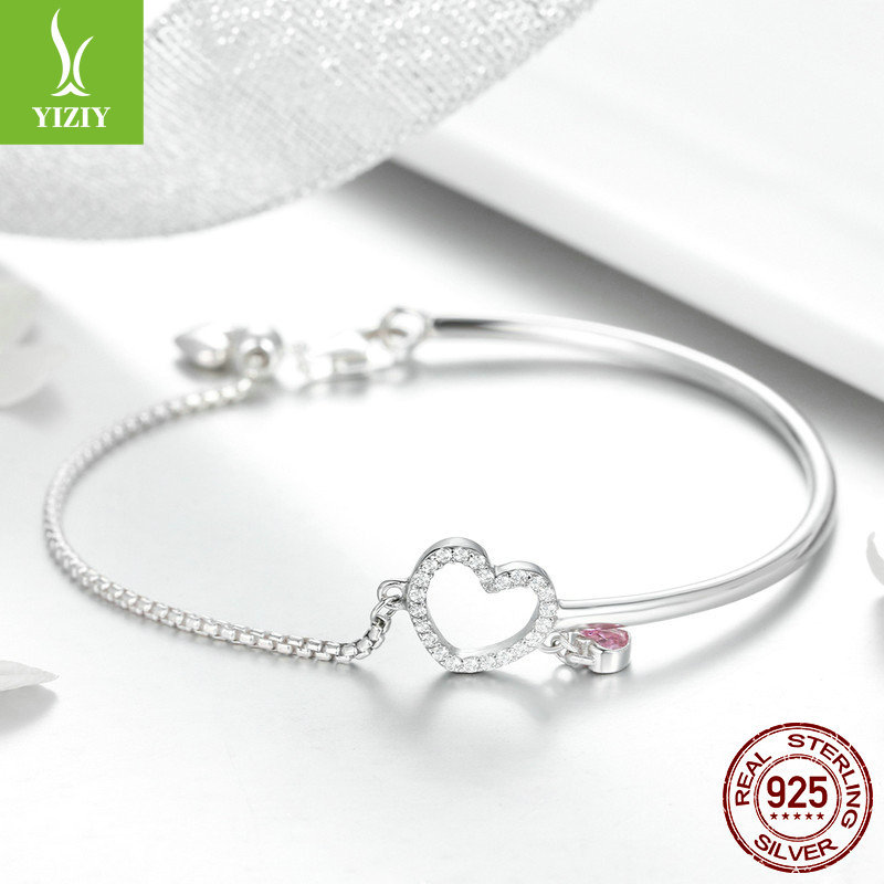 Cross-border e-commerce silver jewelry supply wholesale Women's Hearts s925 sterling silver European and American fashion women's silver bracelet SCB117