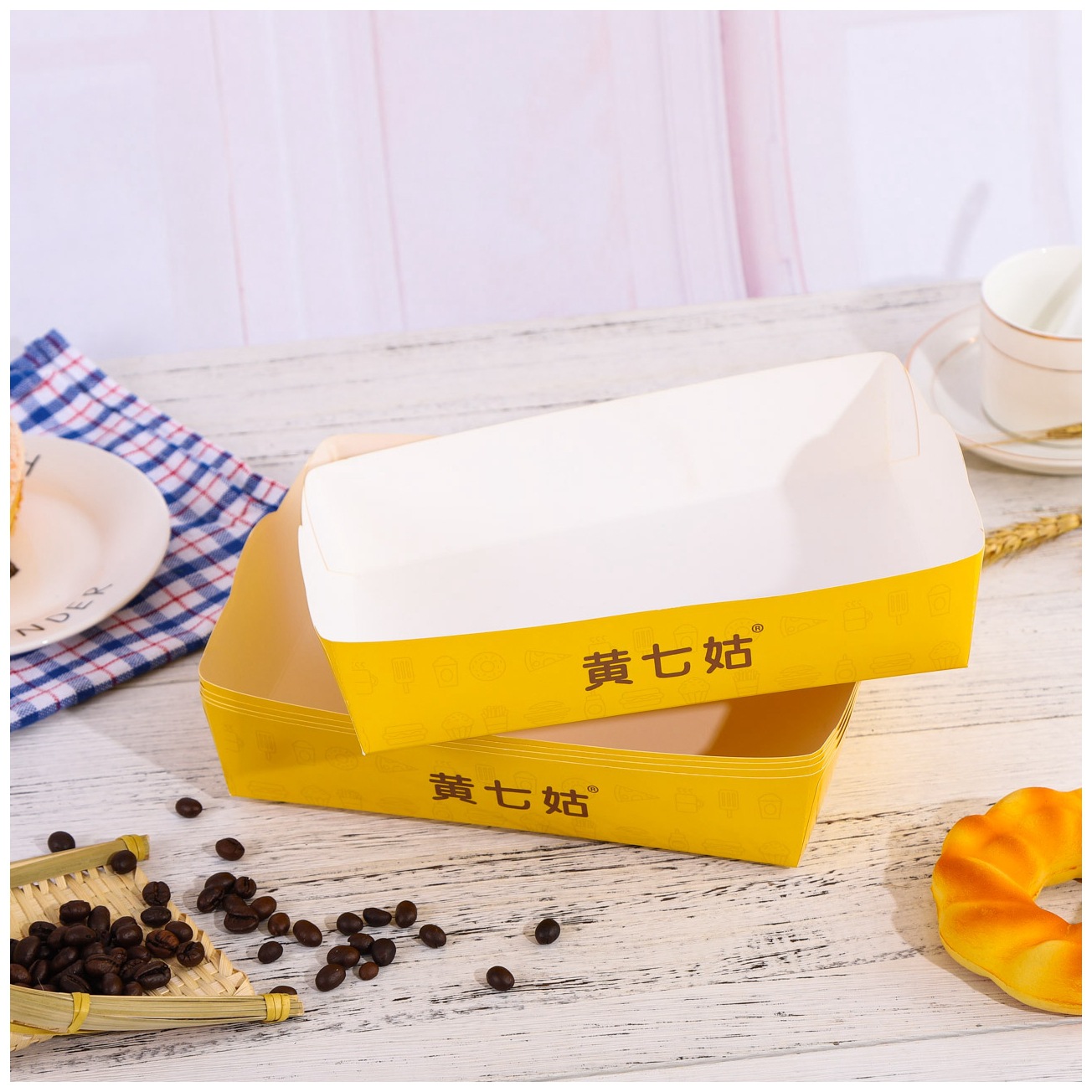 现货外卖餐盒 船盒 牛皮纸盒一次性牛皮纸打包餐盒 淋膜牛皮纸盒