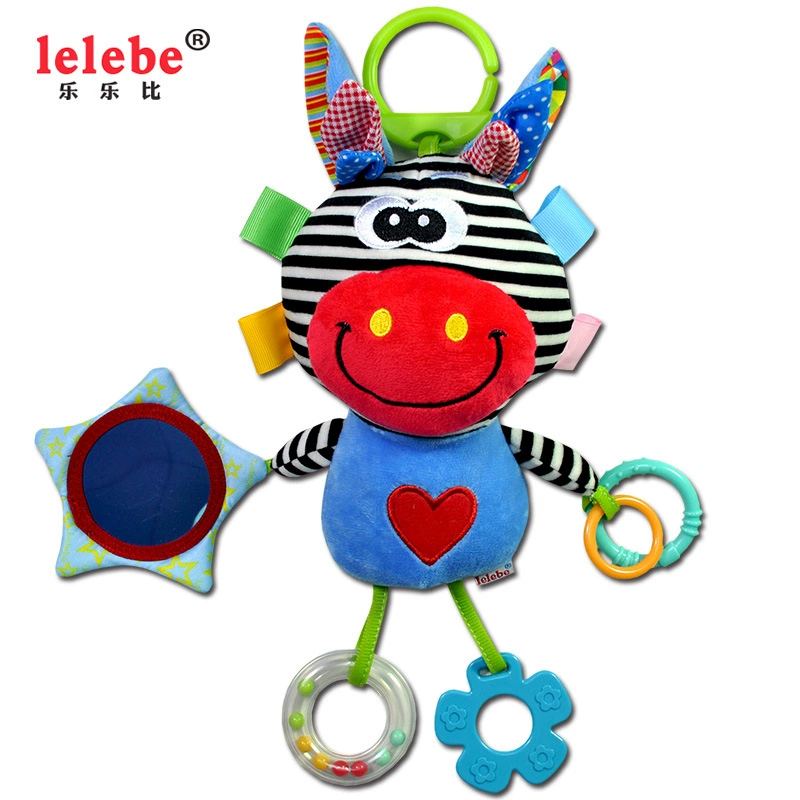 Plush Hanging Stroller Toy (Lelebe) — Elephant Rattle, Multi-Function 24×38 cm, 120 g