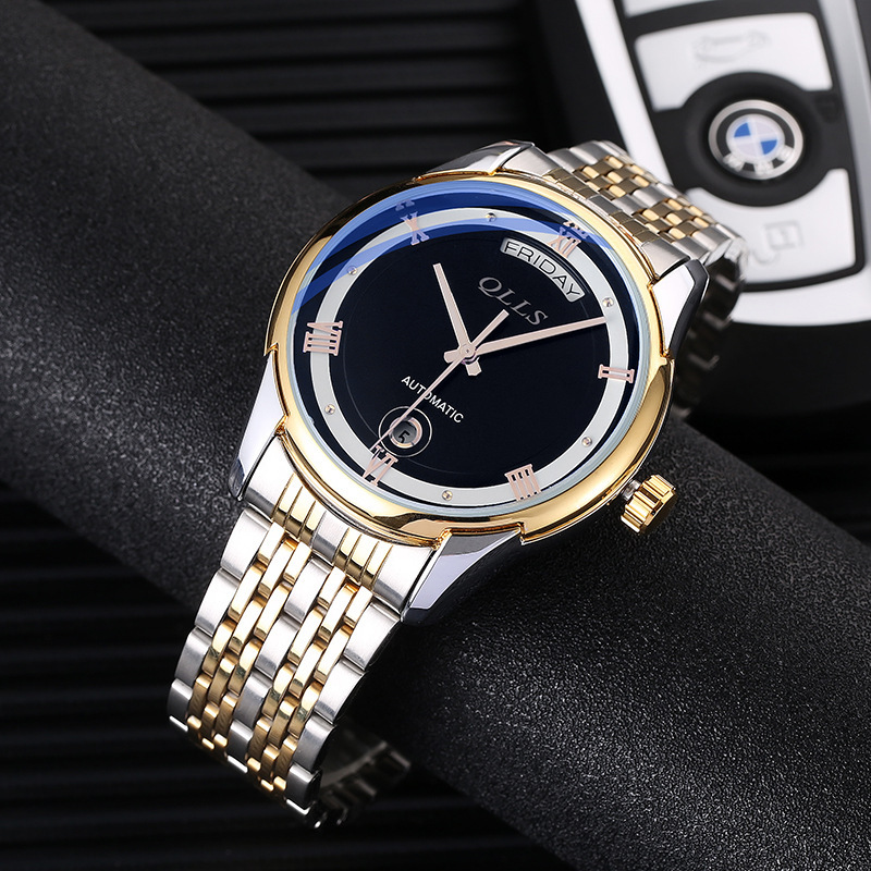Watch Men's Fashion Trendy Automatic Mechanical Watch 2020 New Steel Belt Waterproof Mechanical Watch Student Calendar Men's Watch