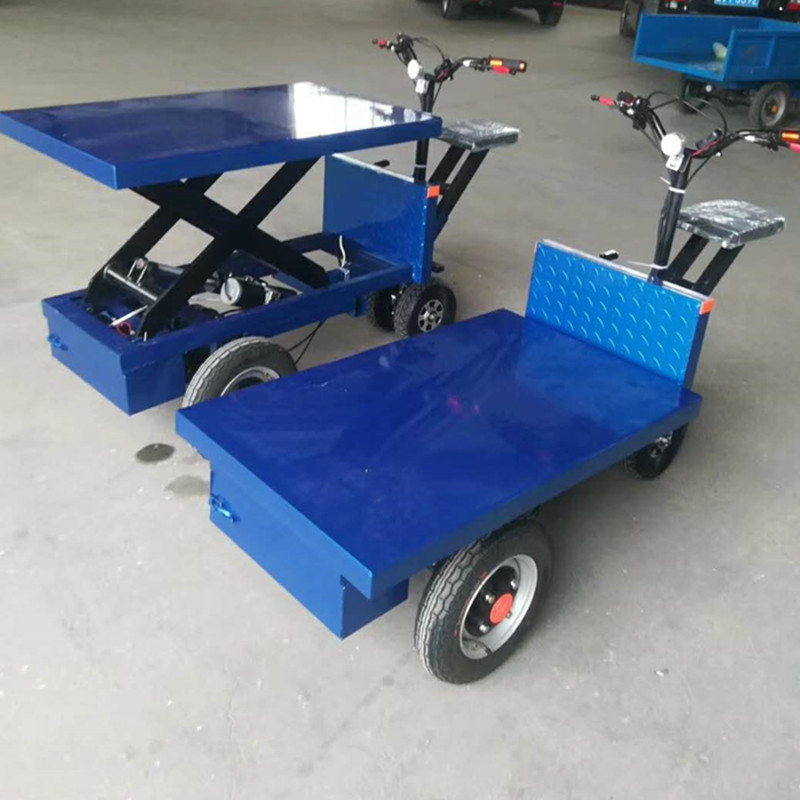 电动手推车装水泥砂石用平板车小型车间物料搬运车