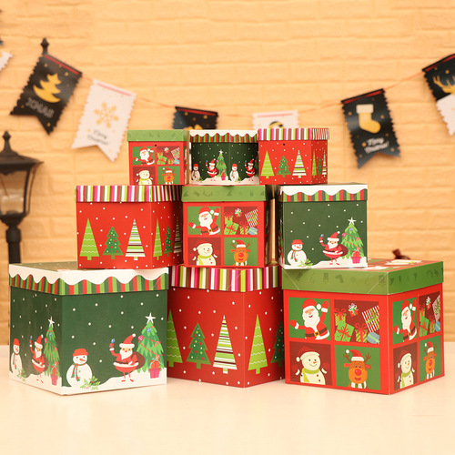 Christmas decorations Christmas Duotou gift box shopping mall supermarket window ornaments decoration atmosphere arrangement paper gift box