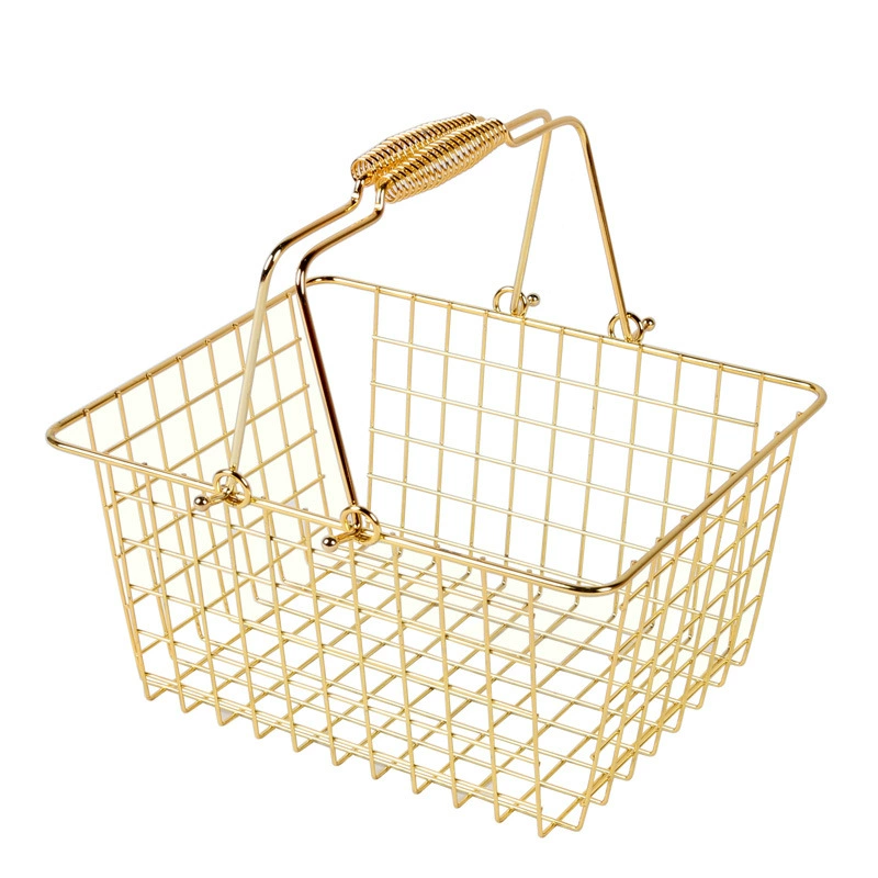 Завод прямой супермаркет металлическая корзина для покупок магазин косметики Золотая ручная корзина может соответствовать ткани металлическая железная корзина