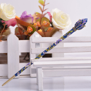 Factory wholesale Korean version of cloisonne Lotus Hanfu hairpin scenic spot hairpin alloy jewelry women's headdress plate hair wholesale