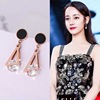 Earrings stainless steel, accessory, triangle, zirconium, Korean style, simple and elegant design