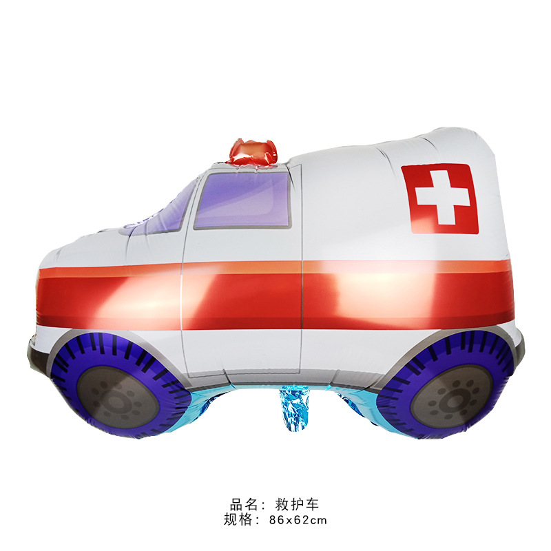 Tren globo niños fiesta decoración policía coche tanque camión bomberos autobús escolar ingeniería vehículo placa de aluminio globo al por mayor