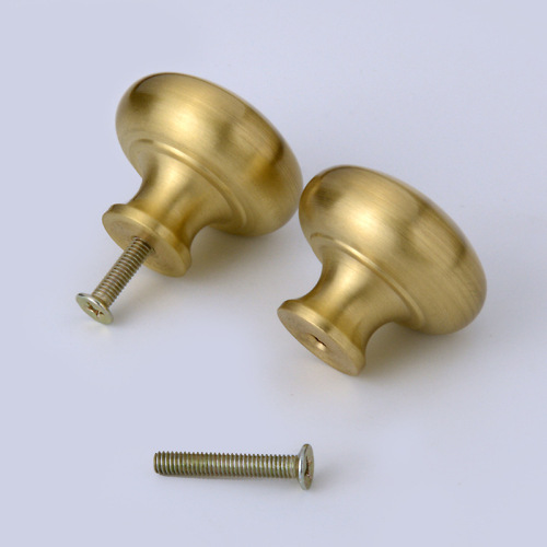 New Chinese-style Pure Copper Drawer Pulls, Single-Hole Brass Handles for Wardrobes and Cabinet Doors, Modern Minimalist Circular Design