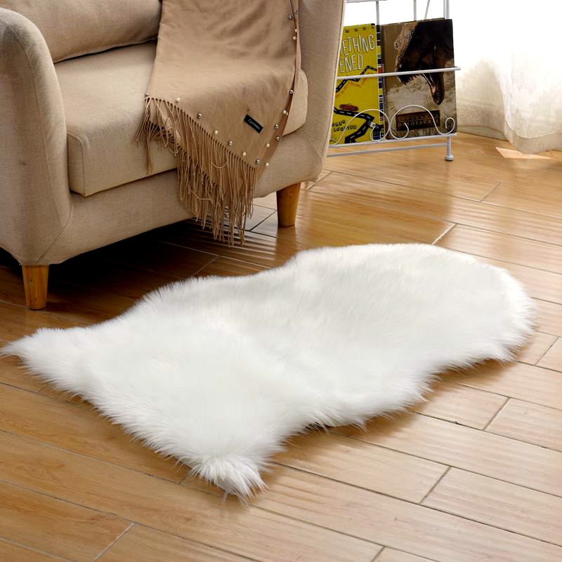 跨境地毯长毛绒地毯地垫仿羊皮形状地毯欧美卧室满铺一件代发