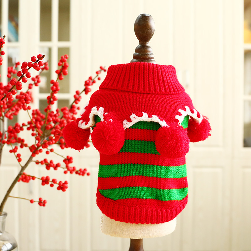 Pet Colorful Christmas Striped Sweater Thickened Sweater Puppy Cotton Clothes Teddy Clothes Autumn and Winter Offers Pet Colorful Christmas Striped Sweater Thickened Sweater Puppy Cotton Clothes Teddy Clothes Autumn and Winter Offers