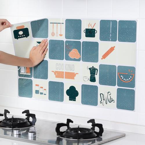 Self-adhesive oil-resistant sticker for kitchen, high-temperature resistant, tile wall sticker, stove separator, oil-proof, waterproof, oil smoke sticker wallpaper