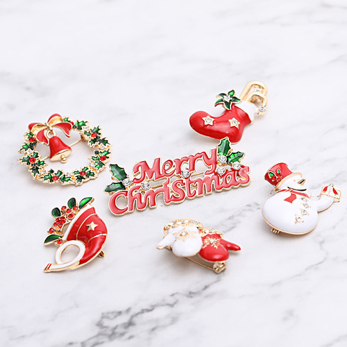 Manufacturer wholesale Christmas gift brooches Christmas snowflakes elk garland bells cross-border Christmas tree dripping ornaments
