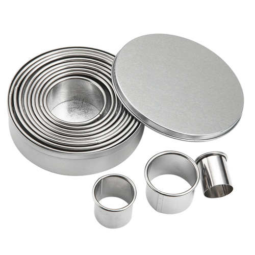 12-piece set of curled stainless steel mousse ring cake molds, cookie molds, DIY dumpling wrapper molds