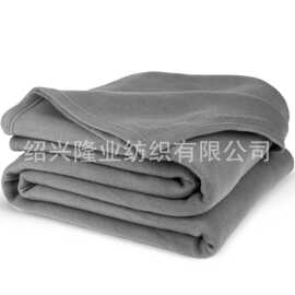 隆业纺织绍兴厂家加工染色拉毛绒毛毯素色双面绒毯子薄款轻奢风