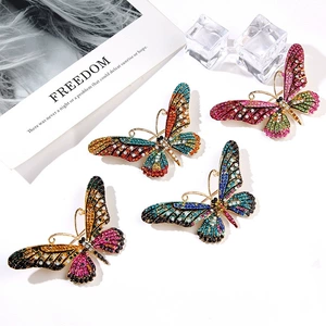 Lanhao Korean Fashion Eco-Friendly Alloy Diamond Enamel Full Diamond Large Butterfly Brooch Pin Women's Pin Accessories
