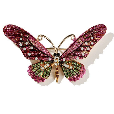 Lanhao Korean Fashion Eco-Friendly Alloy Diamond Enamel Full Diamond Large Butterfly Brooch Pin Women's Pin Accessories (Yaxa sancaqları) - xz4648a