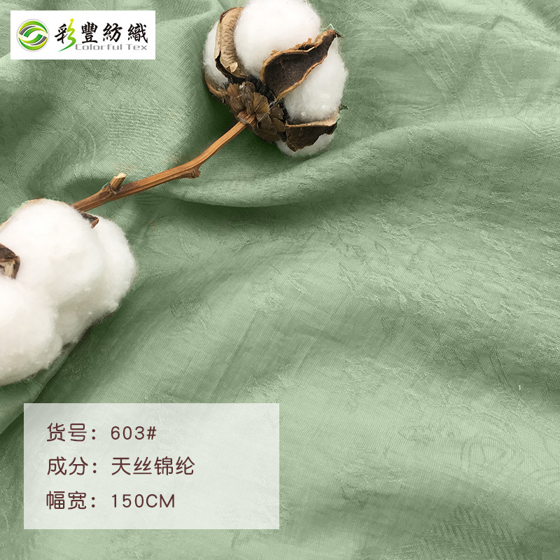 春夏连衣裙衬衫时装布料 锦纶天丝提花面料 女装连衣裙衬衫面料