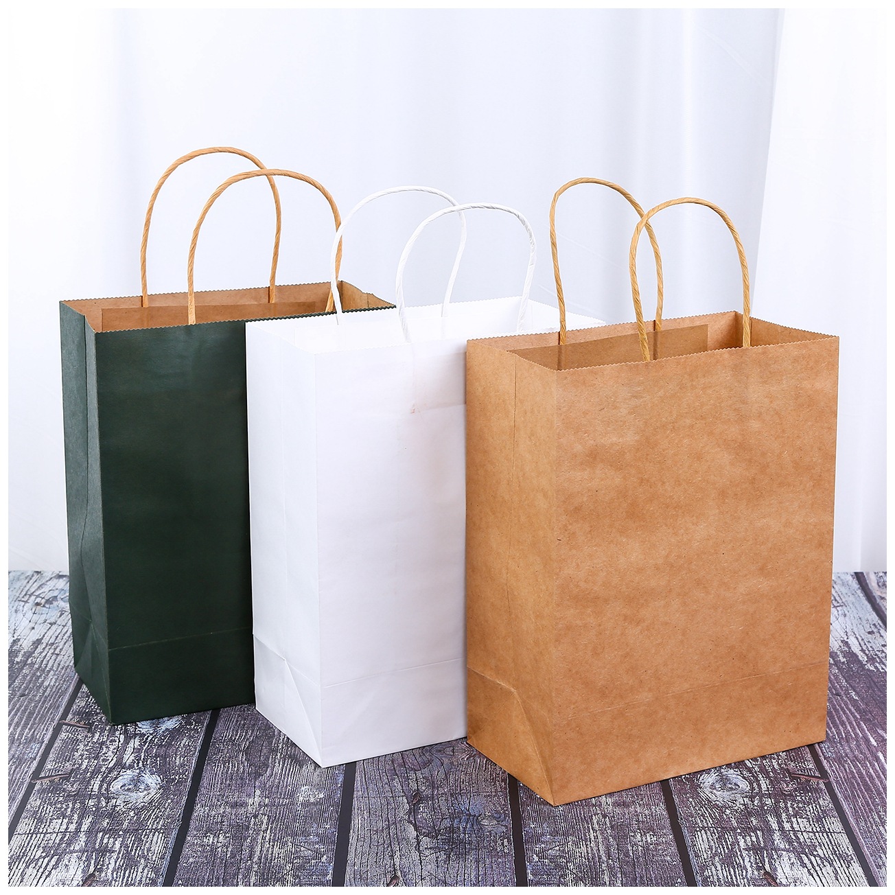 现货红色牛皮纸茶叶手提袋白牛皮纸礼物印刷logo彩色手提袋