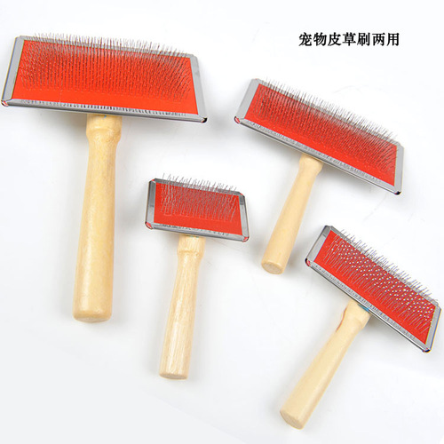 Pet cleaning and beauty steel needle comb Wooden handle fur care fur brush Pet supplies dog grooming wooden handle comb