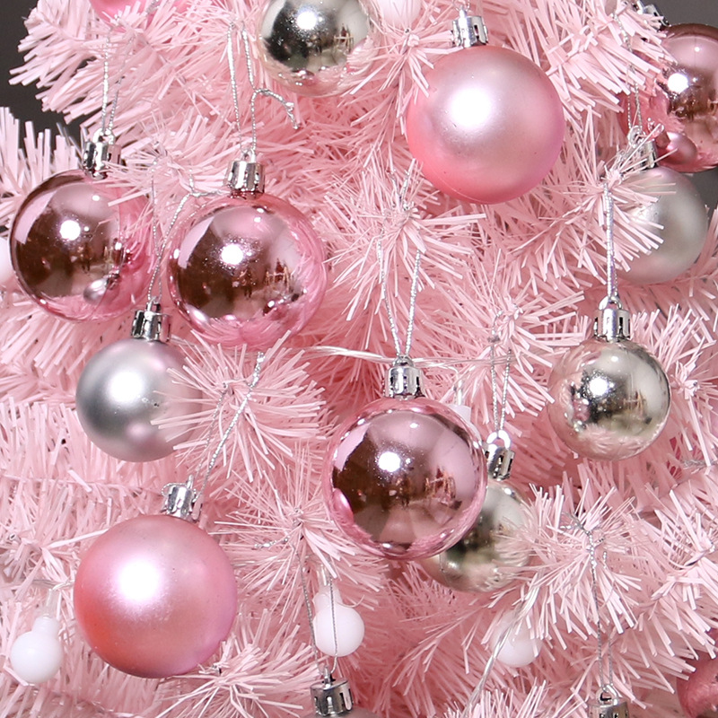 Rosa pequeño árbol de Navidad 60cm BOLA DE Navidad conjunto árbol mini decoración de escritorio decoración de Navidad mini árbol de Navidad