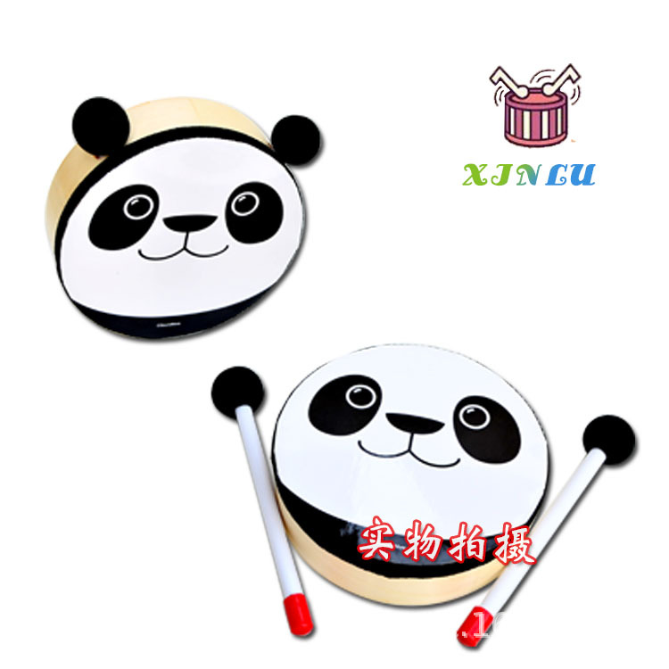 Orff instrumento de percusión oso tambor de mano tambor de Kindergarten niños interactivo material didáctico tambor de dibujos animados al por mayor tambor de mano