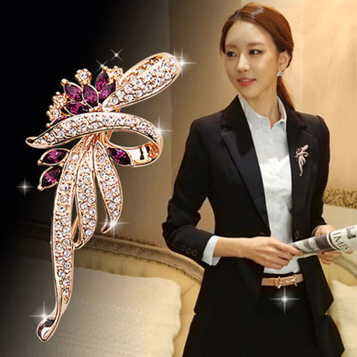 Fashion crystal ice crystal flower brooch, rhinestone inlaid foreign trade collar pin, brooch, brooch, clothing accessories