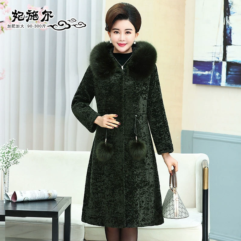 2010 новое осенне-зимнее шерстяное стриженое пальто для матерей среднего и пожилого возраста, пальто в иностранном стиле с меховым воротником, женская мать, плюс толстая, плюс размер