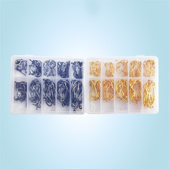100 pieces boxed fish hooks, Iseni 3-12# barbed fish hooks, gold and black with holes