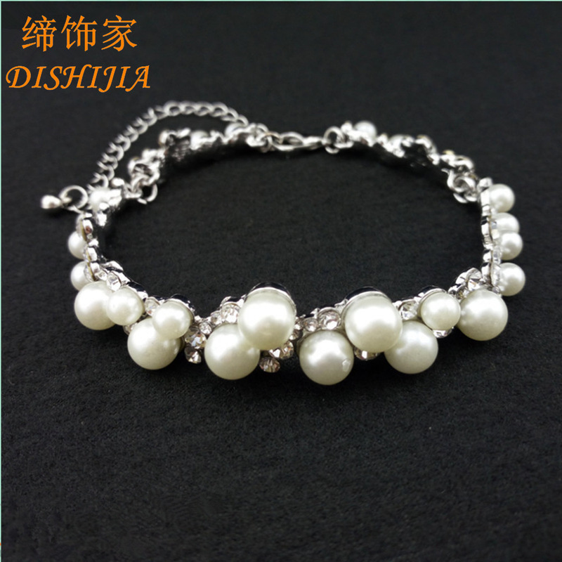 Korean style new Pearl student bracelet women's fashion luxury bridal wedding dress shooting bridesmaid accessories bracelet wholesale