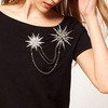 Brooch, universal chain with tassels, clothing, fashionable accessory, European style, with snowflakes, diamond encrusted